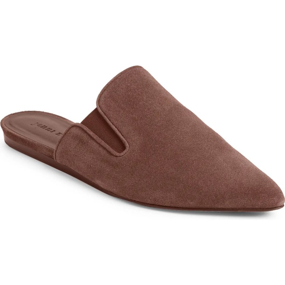 JENNI KAYNE MULE SHOES POINTY SUEDE ESPRESSO BROWN GORES 36 (MD26)